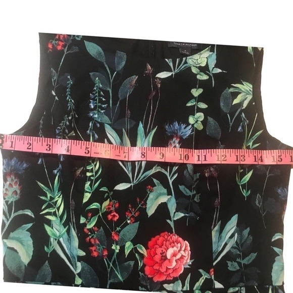 Tommy Hilfiger Floral Pleated Black, Green Red  Fit Flare Dress Size 6 - Picture 8 of 11